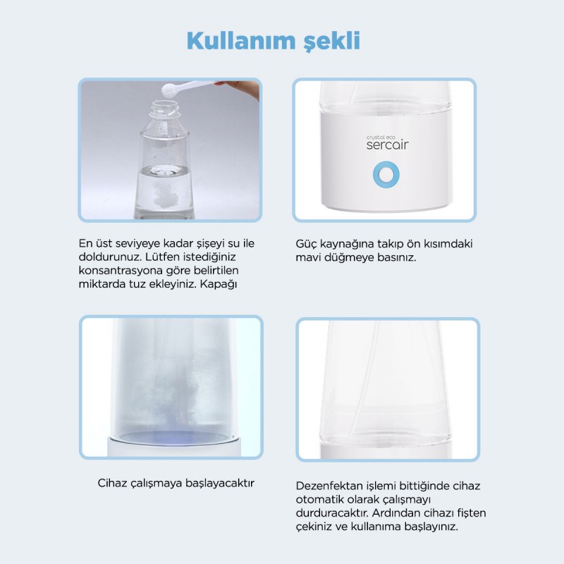 Elektrolize Su Üreten Sterilizasyon Spreyi Crystal Eco