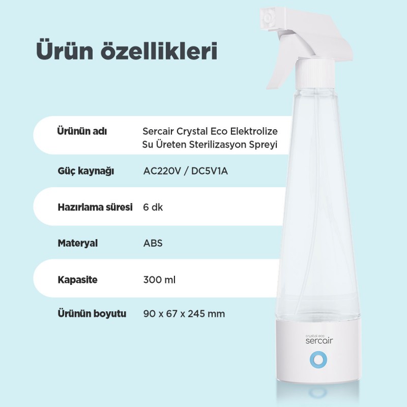 Elektrolize Su Üreten Sterilizasyon Spreyi Crystal Eco